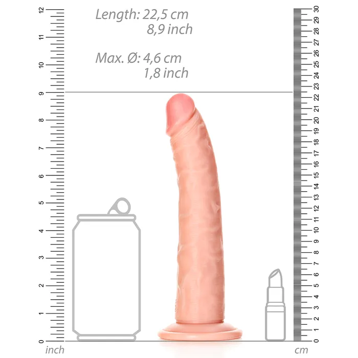 Shots Media Female Sex Toys RealRock Realistic 8 Slim Dildo With Suction Cup