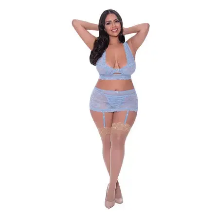 Female Sex Toys Magic Silk Ooh La Lace Bralette Garter Skirt GString Set Periwinkle Queen Size Magic Silk Female Sex Toys Magic Silk Ooh La Lace Bralette Garter Skirt GString Set Periwinkle Queen Size Magic Silk