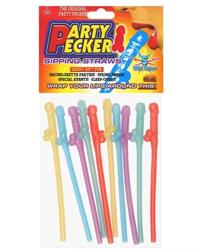 Hott Products Party Pecker Sipping Straws 10 Pc Bag 5 Assorted Colors Vibrators