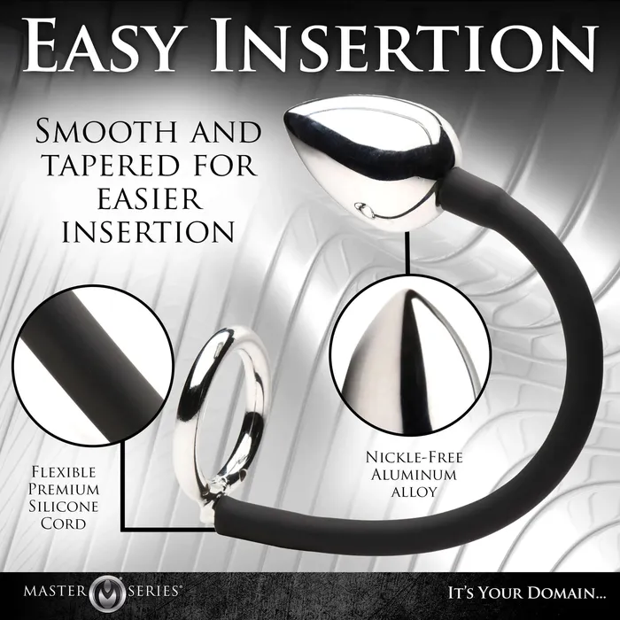 Tug Plus Plug Cock and Ball Ring With Anal Plug Black XR Brands Master Series Male Sex Toys Tug Plus Plug Cock and Ball Ring With Anal Plug Black XR Brands Master Series Male Sex Toys